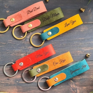 Personalized Leather Keyring: Badalassi Carlo Vegetable Tanned Leather Key Fob