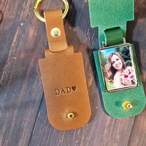 Personalised Photo Keyring in Leather Case Initials, Mother's Day Keepsake, Gift for New Dad, Personalized Photo Keychain, Made in UK image 2