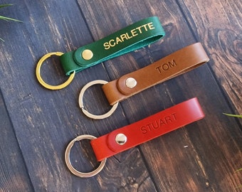 Personalized Leather Keyring, Vegetable Tanned, Anniversary Gift, Father's Day Gift