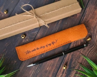 Personalised Leather Pen Case - Pen Holder, Gift for Him - Gift for Her - Anniversary Gift - Personalized Leather Gift, Pencil Case UK