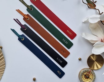 Handmade Personalized Leather Bookmark, Embossed Anniversary Gift
