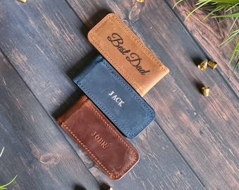 Personalized Leather Money Clip, Custom Leather Money Clip, Engraved Money Clip, Valentines Day Gift, Personalized Card Holder