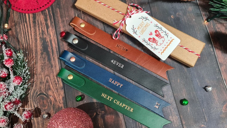 Personalised Leather Bookmark Anniversary Gifts for Her Him , Fa Personalised Leather Bookmark Anniversary Gifts for Her Him , Fa