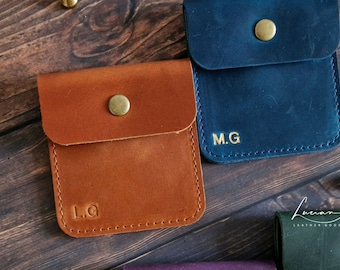 Personalized Leather Ring Pouch: Wedding Ring Bearer Gift, Travel Jewelry Holder