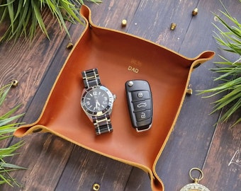 Personalized Leather Valet Tray: Engraved Desk Organizer , Valentine's Day Gift, Boyfriend Gift, Personalised Gift