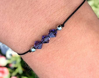 December Birthstone Bracelet, Tanzanite Crystal Bead Bracelet, Friendship Bracelet, December Birthday Gift, Dainty Crystal Bracelet