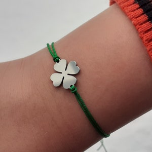 Shamrock Bracelet, Bracelet with Shamrock, Irish Cloverleaf Charm Bracelet, Lucky Four Leaf Clover Charm, Good Luck Charm for Exams