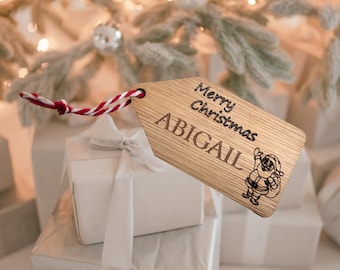 Custom Stocking Tags for Christmas Gift, Wood Personalized Rustic Holiday Name Labels, Name Ornament