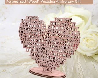 5th Wedding Anniversary Gift for Wife, Laser Cut Heart, Wood Anniversary Gift for Wife, 5 Years Anniversary, 5 Years Together, Wooden Heart