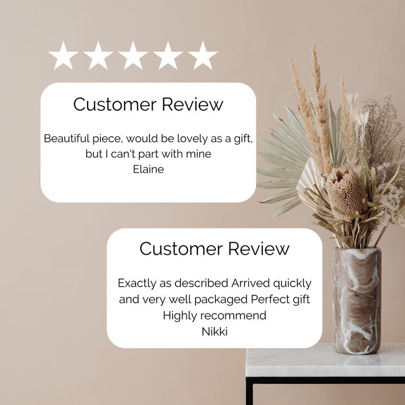 Puede incluir: Dos rese&ntilde;as de clientes con cinco estrellas cada una. La primera rese&ntilde;a dice "Hermosa pieza, ser&iacute;a un regalo encantador, pero no puedo separarme de ella. Elaine." La segunda rese&ntilde;a dice "Exactamente como se describe Lleg&oacute; r&aacute;pidamente y muy bien empaquetado Regalo perfecto Recomiendo encarecidamente Nikki."