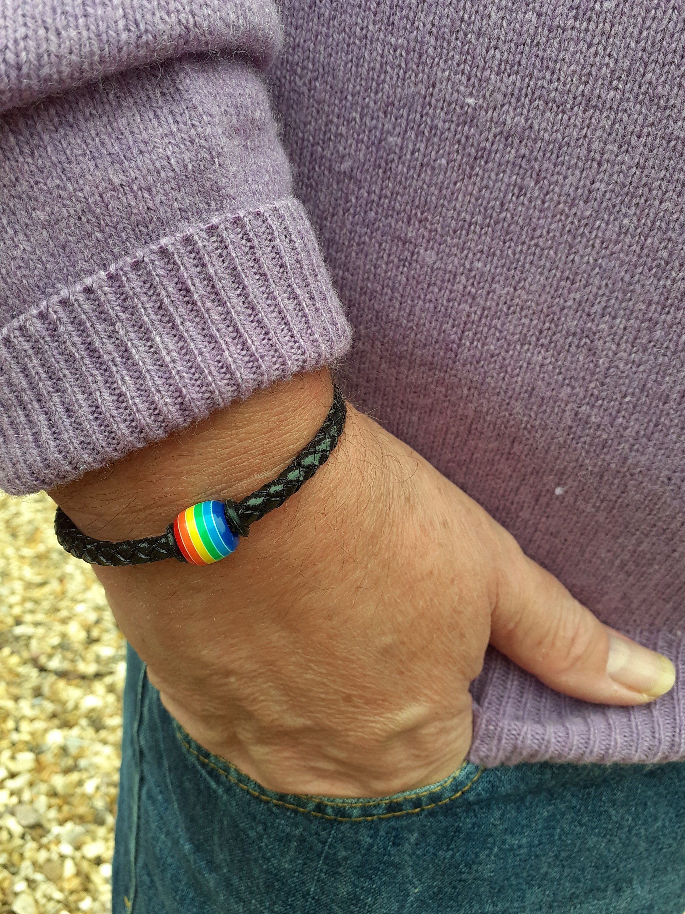 Rainbow leather bracelet discount