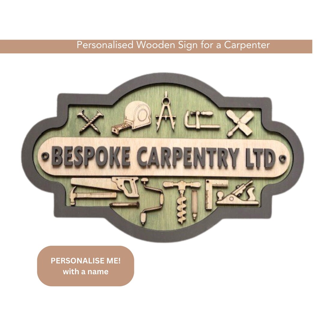 Personalised Carpenter Gift Wooden Sign With Business Name, Carpenter ...