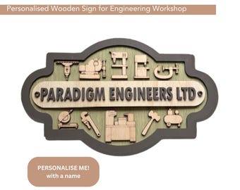 Personalized Engineer Workshop Wooden Sign, Mechanical Engineering Gift
