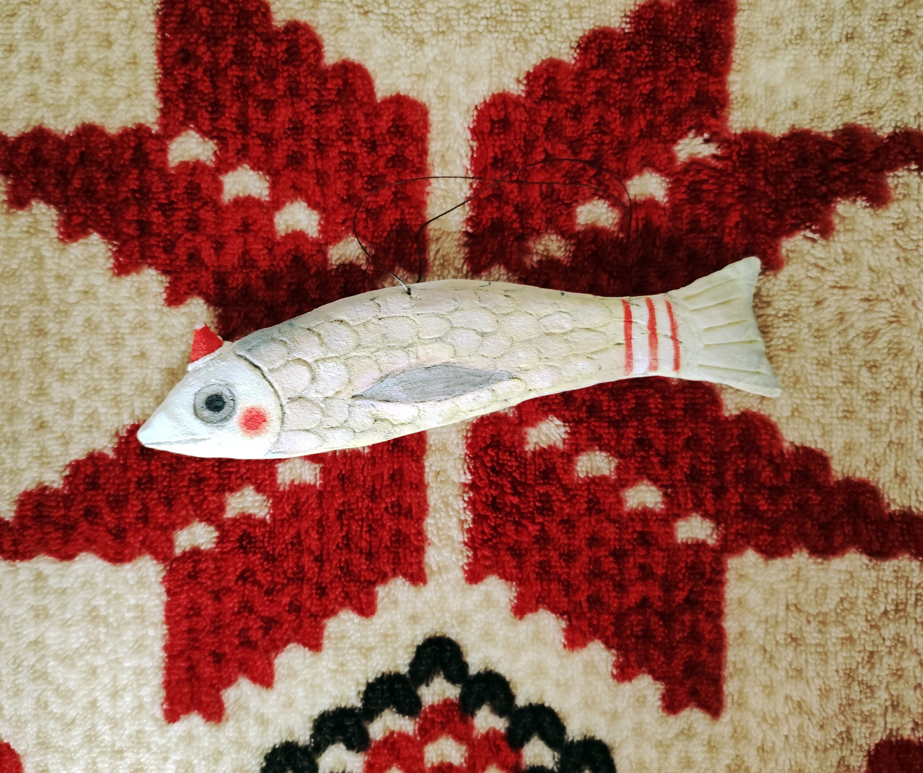 Christmas decoration Clown sardine / Paper clay Christmas tree ornament / Christmas hanging decoration