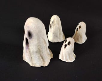 6 Inches ghost figurine, Paper clay sculpture, gothic home decor, dark gift idea