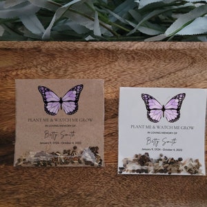 Purple Butterfly Memorial Seed Cards | Sympathy Seed Cards | In Loving Memory | Celebration of Life | Funeral Favor | Personalized