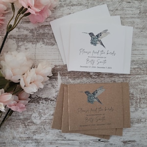 Hummingbird Memorial Seed Packs | Sympathy Seed Packs | In Loving Memory | Celebration of Life | Funeral Favor | Condolence | Personalized