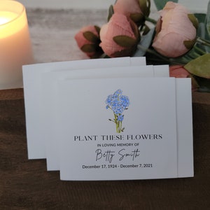 Funeral Favor Seed Packet Remembrance Favor Seed Card Condolence Gifts Memorial Keepsake Funeral Seeds Sympathy Cards