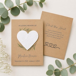 En memoria de un ser querido / Tarjeta de condolencia personalizada con semillas / Regalo conmemorativo / Celebración de la vida / Regalo de pésame / Recuerdos plantables / Flores silvestres
