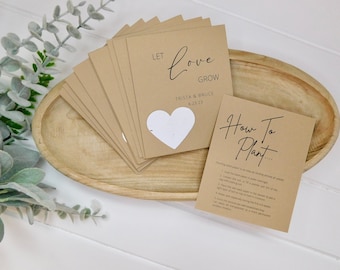 Let Love Grow | Wedding | Personalized Seed Paper Cards | Bridal Shower | Plantable Favors | Die Cut Seeds | Wildflower | Event Favors