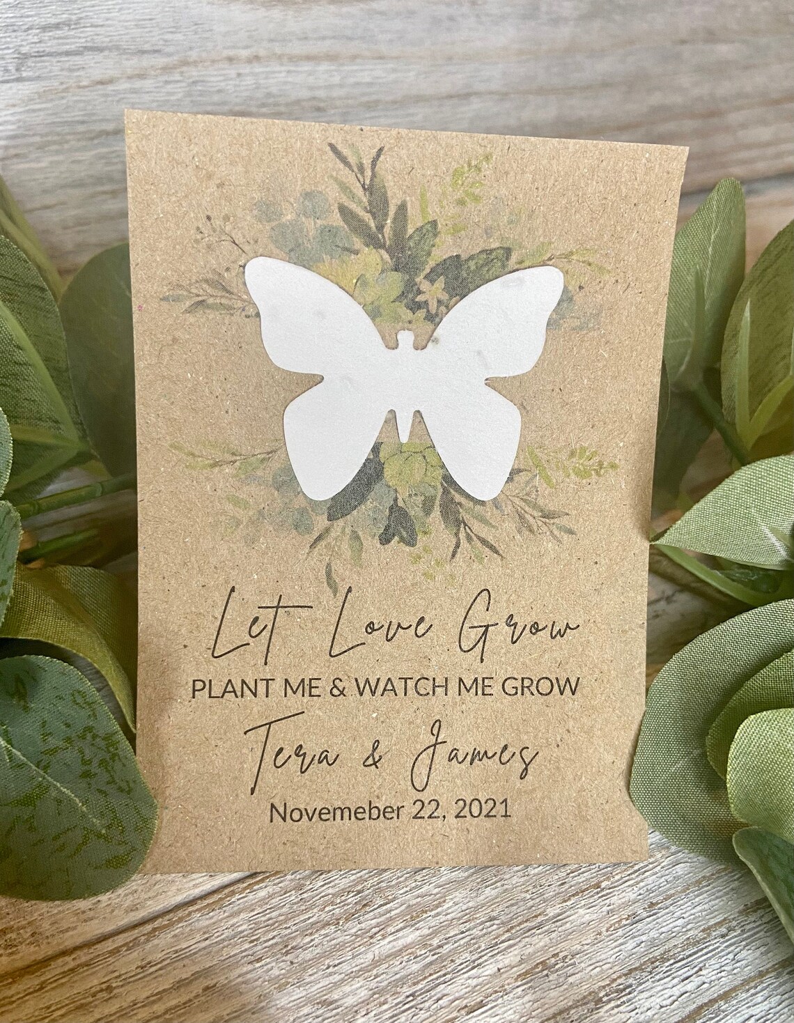 Let Love Grow Favor Cards Bridal Shower Wedding Etsy