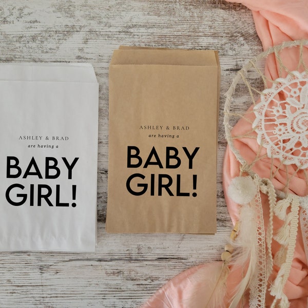 Baby Girl | Baby Boy | Baby Shower Favor Bags | Baby Shower Party Decor | Party Favor Treat Bags | Personalized Baby Shower Favor Bags