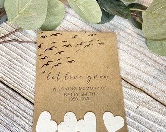 Let Love Grow | Sympathy | In Loving Memory | Personalized Seed Paper Cards | Plantable Favors | Die Cut Plantable Seeds | Funeral Favors