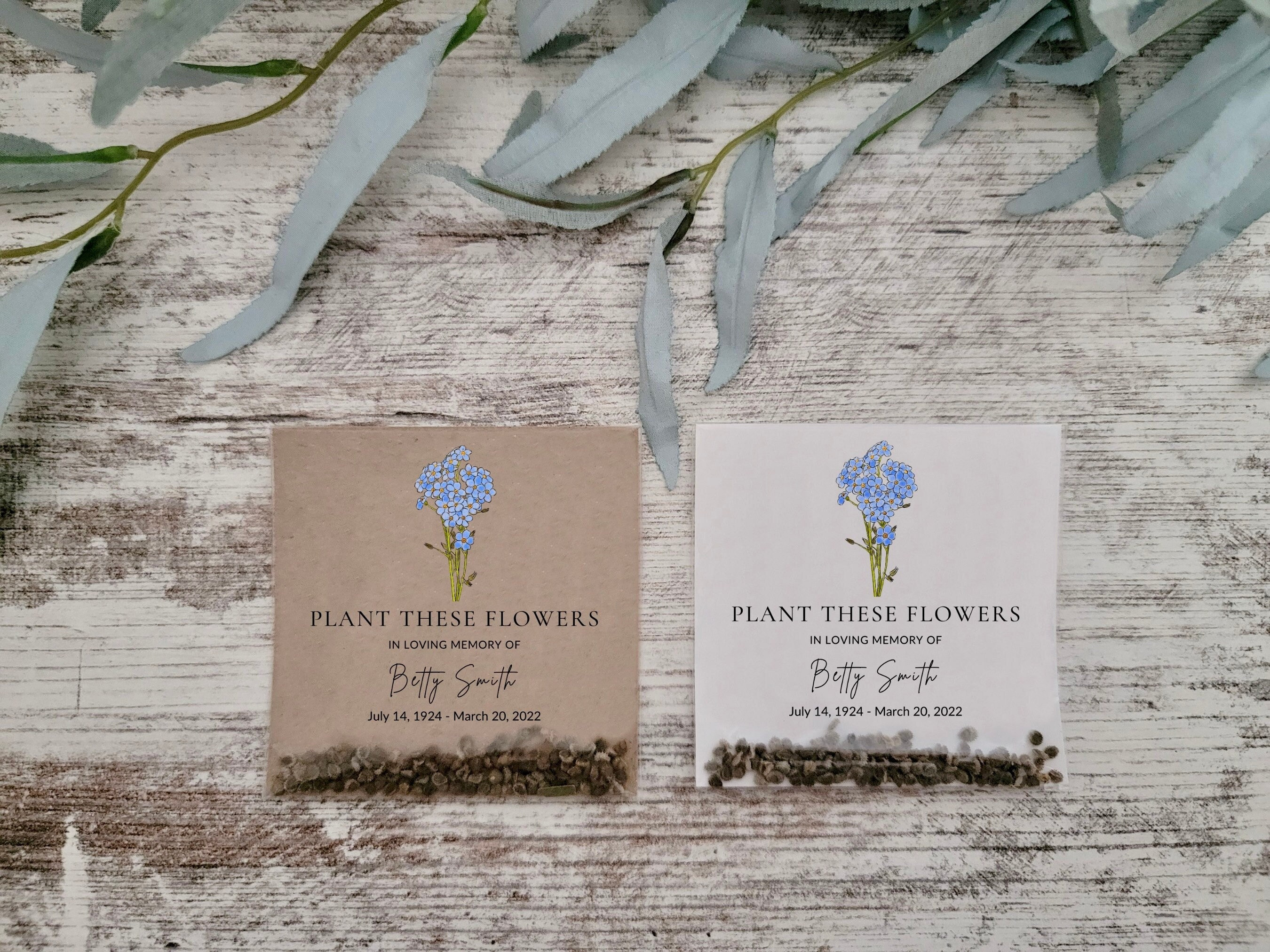 Me Not Funeral Favors Memorial Seed Packs Etsy Canada