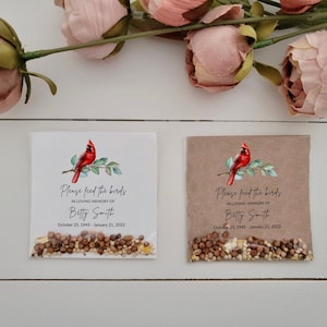 Cardinal Memorial Favors | Personalized Memorial Seed Card | Seed Cards for Funeral Service | Celebration of Life Memento | Remembrance Gift