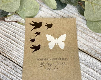 Forever in our Hearts | Sympathy | Personalized Seed Paper Cards | Plantable Favors | Die Cut Plantable Seeds | Wildflower |  Funeral Favors