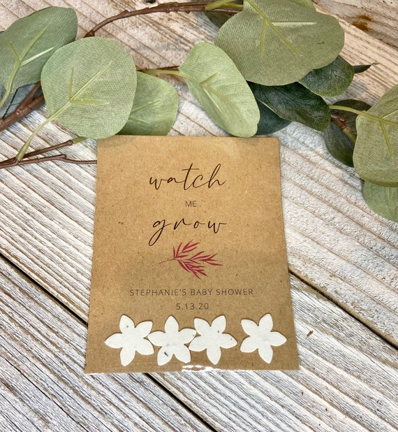 Watch Me Grow, Personalized Seed Paper Cards, Plantable Favors, Die Cut Plantable  Seeds, Wildflower, Baby Shower Favors