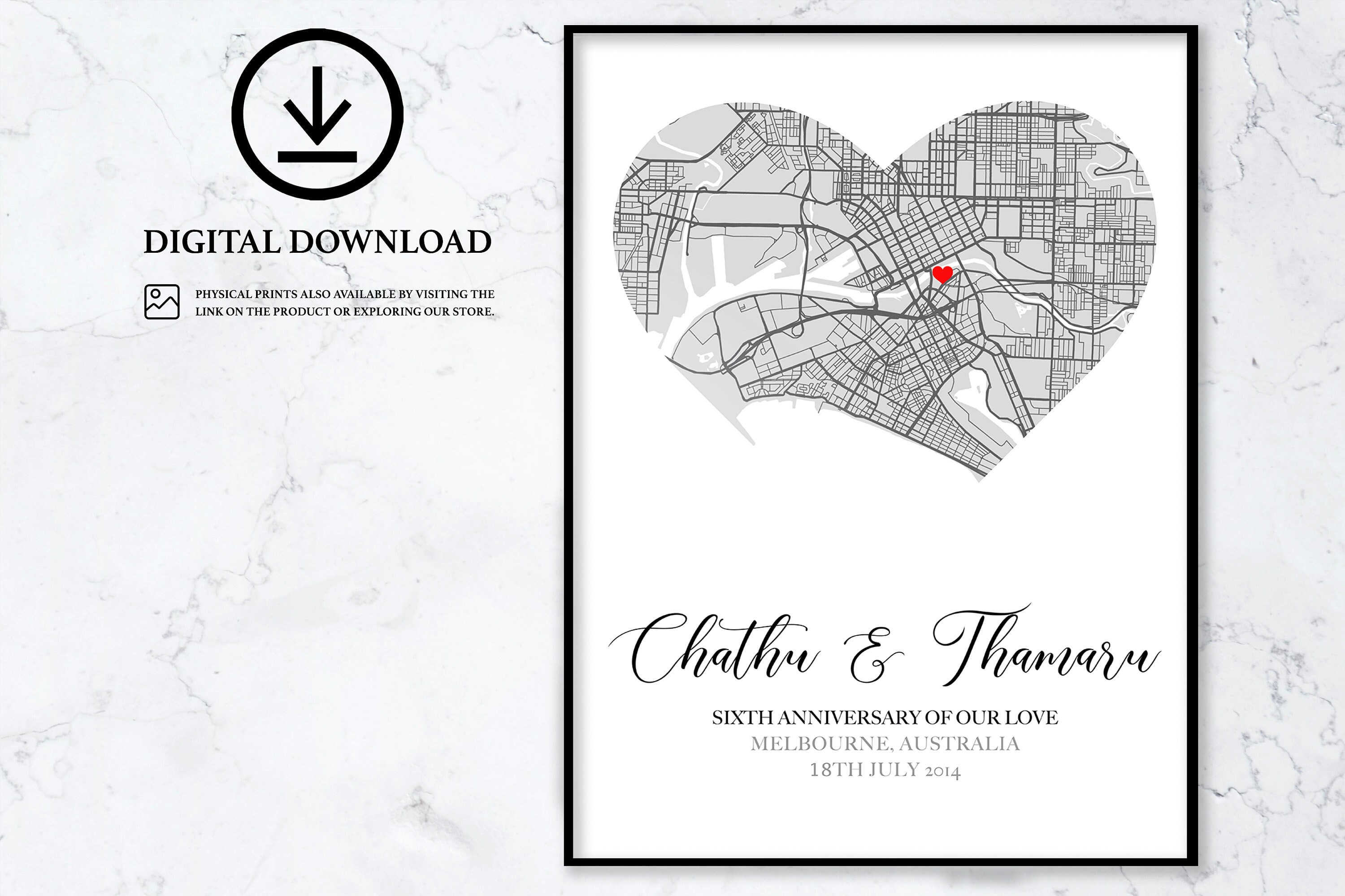 personalised heart map print heart map gift personalised etsy