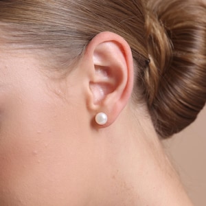 Silver Pearl Earrings, 925 Sterling Freshwater Family Pack, Elegant White Pearl Studs for Women and Girls, Pearl Bridal Earring