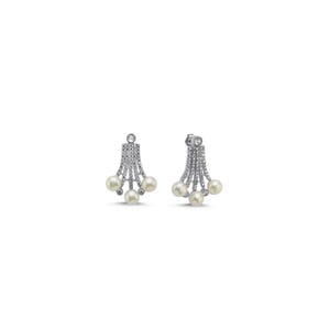Örhängen i sterlingsilver med pärlor: Elegant hängande design