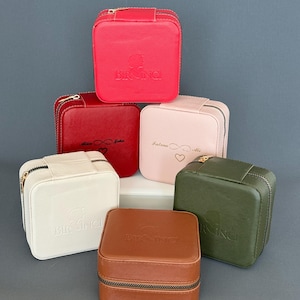 Portagioie da viaggio, portagioie con nome personalizzato, portagioie, organizer quadrato piccolo personalizzato, regalo per lei