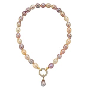 Multicolor Natural Baroque Pearl Necklace, 925 Sterling Silver Necklace, Real Natural Pearl