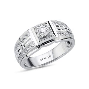 Platinum Ring Men, 0,62 Carat 950 Signet Male Ring, Diamond Ring, Gemstone Ring, Handmade Manly Ring, Engagement Best Dad Gift For Him