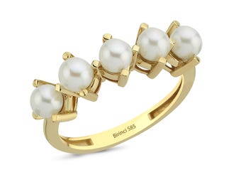 anillo de oro perla