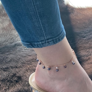 Sterling Silver Pearl Anklet: Handmade Beaded Foot Bracelet