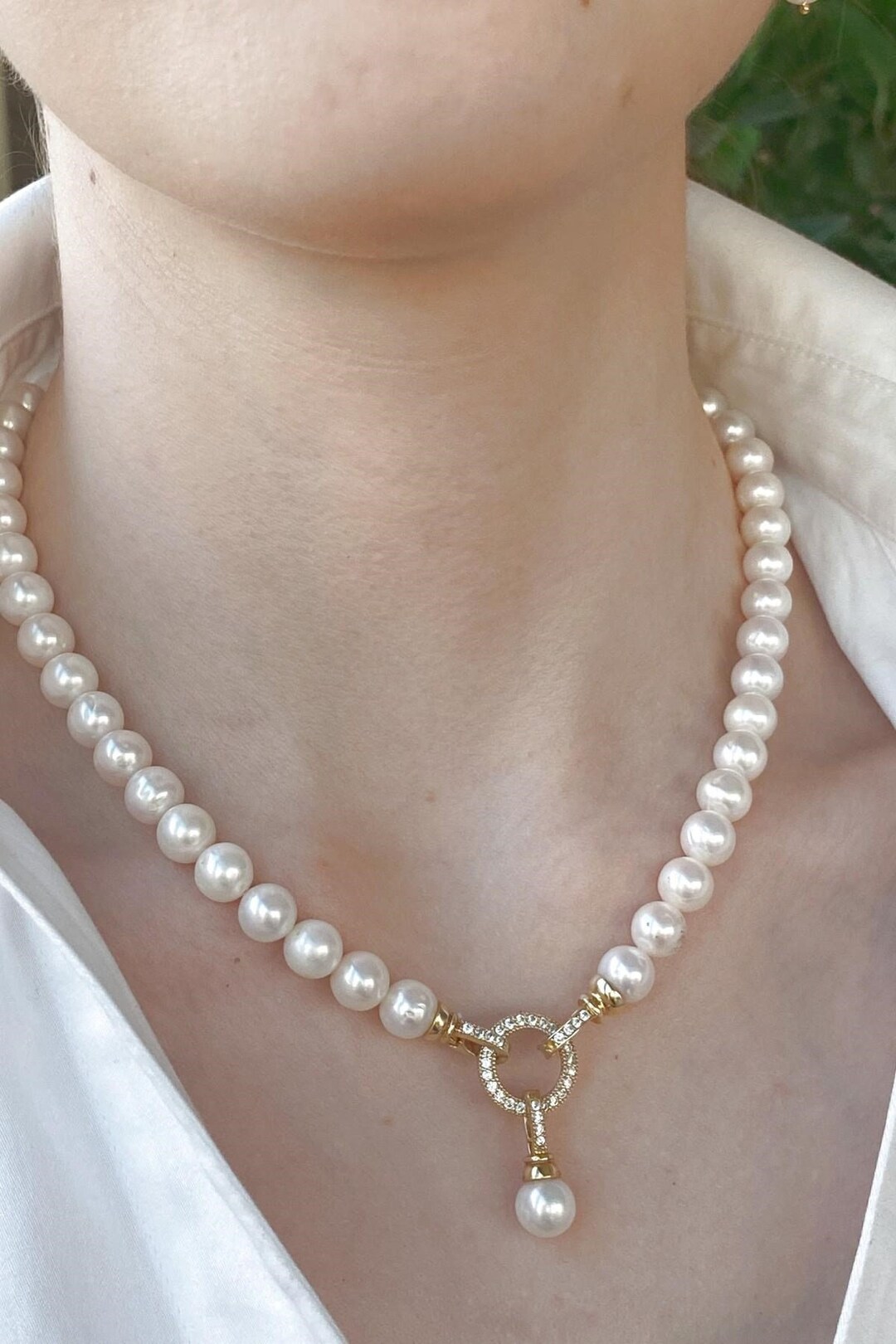 14K Gold Perlenkette, zierliche Süßwasser Perlenkette, kleine