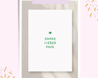 Modello PDF per biglietto di auguri per la festa del papà. Cartolina digitale che puoi stampare tu stesso. Download istantaneo.