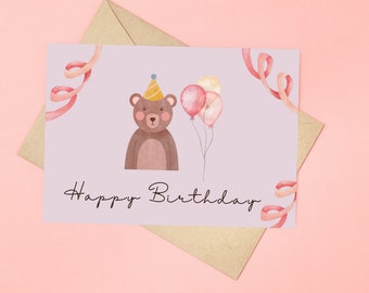 Modèle PDF de carte d'anniversaire. Carte postale numérique que vous pouvez imprimer vous-même. Téléchargement instantané.