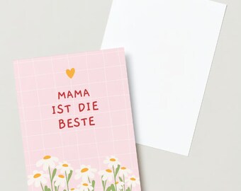 Modello PDF per biglietto di auguri per la festa della mamma. Cartolina digitale che puoi stampare tu stesso. Download istantaneo.