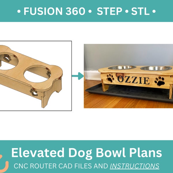 Handmade Elevated Dog Bowl Plans for CNC Router - DIY Pet Feeder Project Digital Plans