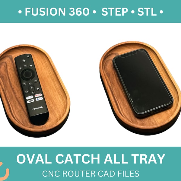 Oval Wooden Valet Tray Plans | Catch All Tray Files | Fusion 360 stl step f3d 3D Files | CNC Router