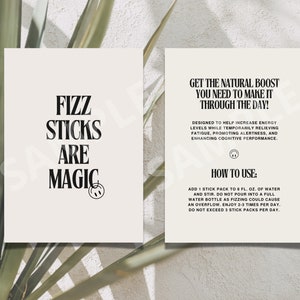 Gepersonaliseerde moderne Arbonne Energy Fizz Stick-voorbeeldkaart | Fizz is magisch | Bruisend visitekaartje | Gevoed door bruisen | Direct downloaden