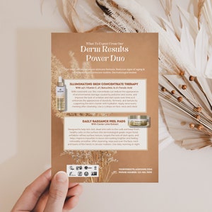 Arbonne Gepersonaliseerde DermResults Power Duo-voorbeeldkaart | Derm Resultaten Dagelijkse Peel Pads | Arbonne Visitekaartjes | Arbonne printables