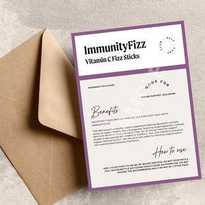 NIEUW Arbonne Immuniteit Fizz Vitamine C Fizz Stick Voorbeeldkaart (Amerikaanse versie) | Arbonne Fizz | Arbonne Proefpakketkaart | Direct downloaden + afdrukken