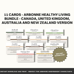 Arbonne 11-pakket voorbeeldkaarten Healthy Living-bundel (CA, UK, Au + Nz-versie) | Direct downloaden en afdrukken | Digitale download | Arbonne 30 dagen