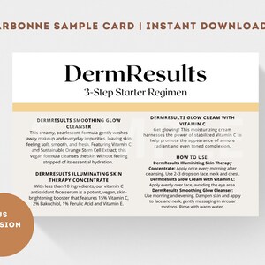 Arbonne DermResults 3-stappen startersregime voorbeeldkaart | Voorbeeldkaarten Arbonne | Direct downloaden